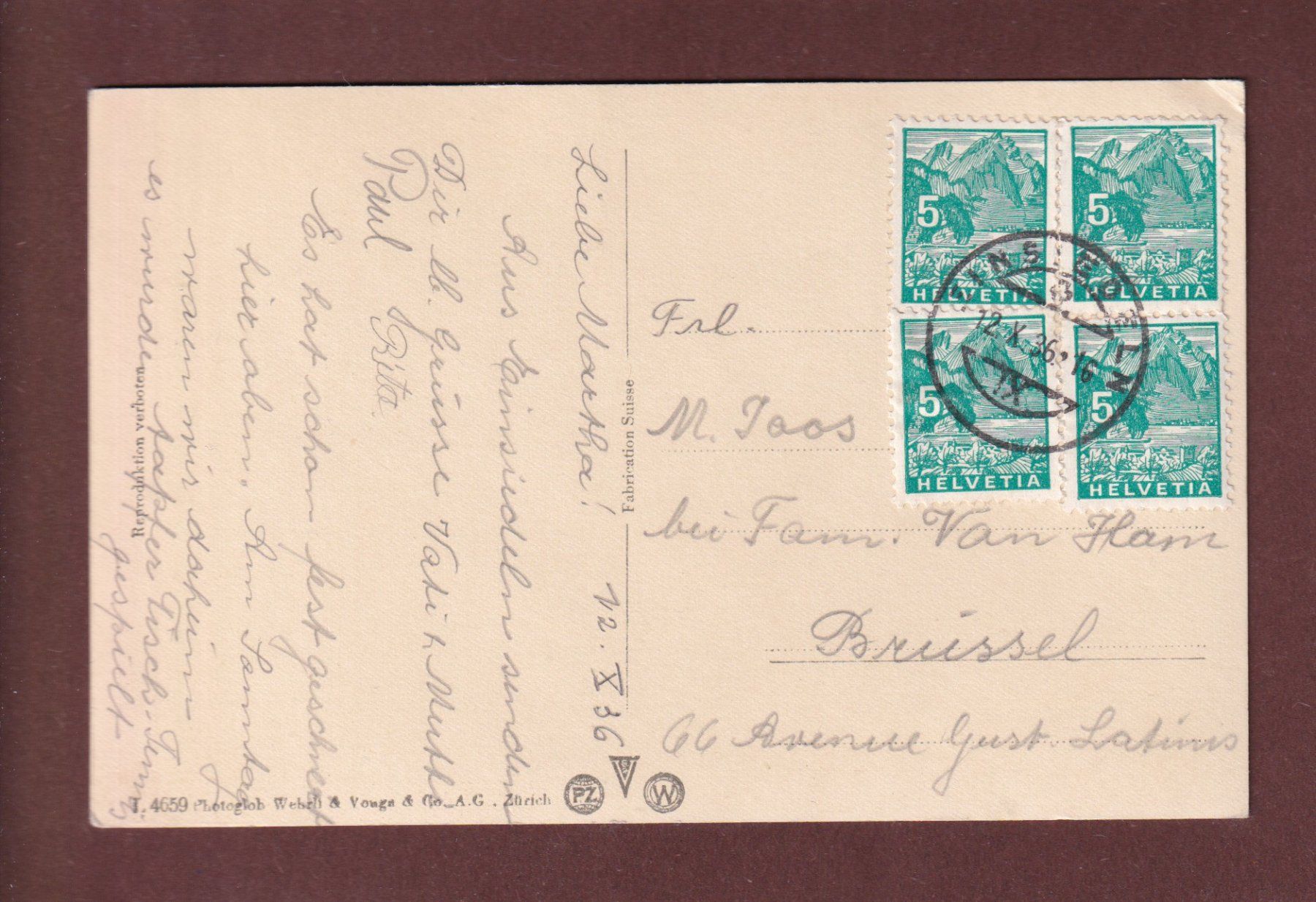 Cartoline postali: EINSIEDELN - Klosterplatz - Leute - 1936 – Usato da Pully venduto da nicecards-shop 1
