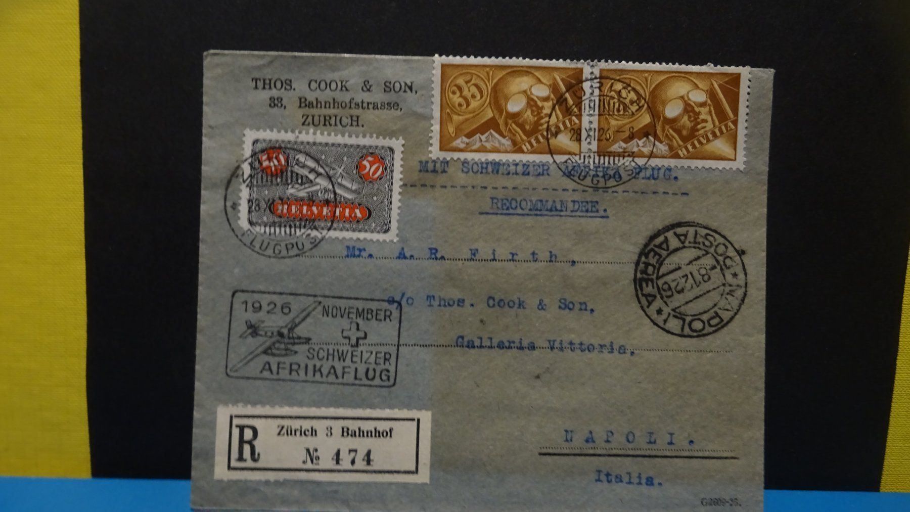 Tutti i francobolli: 1926, SCHWEIZER AFRIKAFLUG 28. NOVEMBER – Usato da Eschenbach SG venduto da eDaisy
