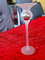 Seltener Kerzenständer Glas mit 925 Silber Deko ,Handarbeit