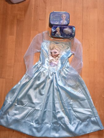 Elsa Kleid mit Zubehör, Grösse 128 , für kleine Prinzessi