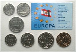 POLYNESIEN Kompletter Kursmünzenset 188 Francs 1996-2004 st