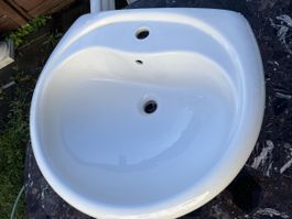 Lavabo in ceramica bianco, con troppopieno, 45cm