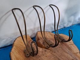 3 schöne antike Kleider Haken, 18cm, Eisen (LOT3344#AEW0)