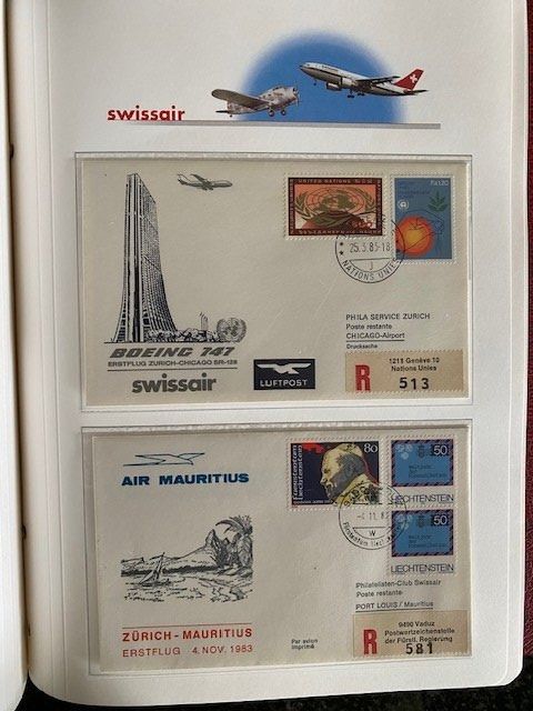 Alle Briefmarken: Swissair Album mit ca. 60 Erstflugbriefen – Gebraucht aus Canobbio von cog_bp5c 1