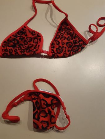 Rotes gepardenmuster Bikini - L -String