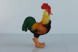 Steiff Hahn, Stofftier, Mohair-Tier Knopf + Schild 19cm 60er