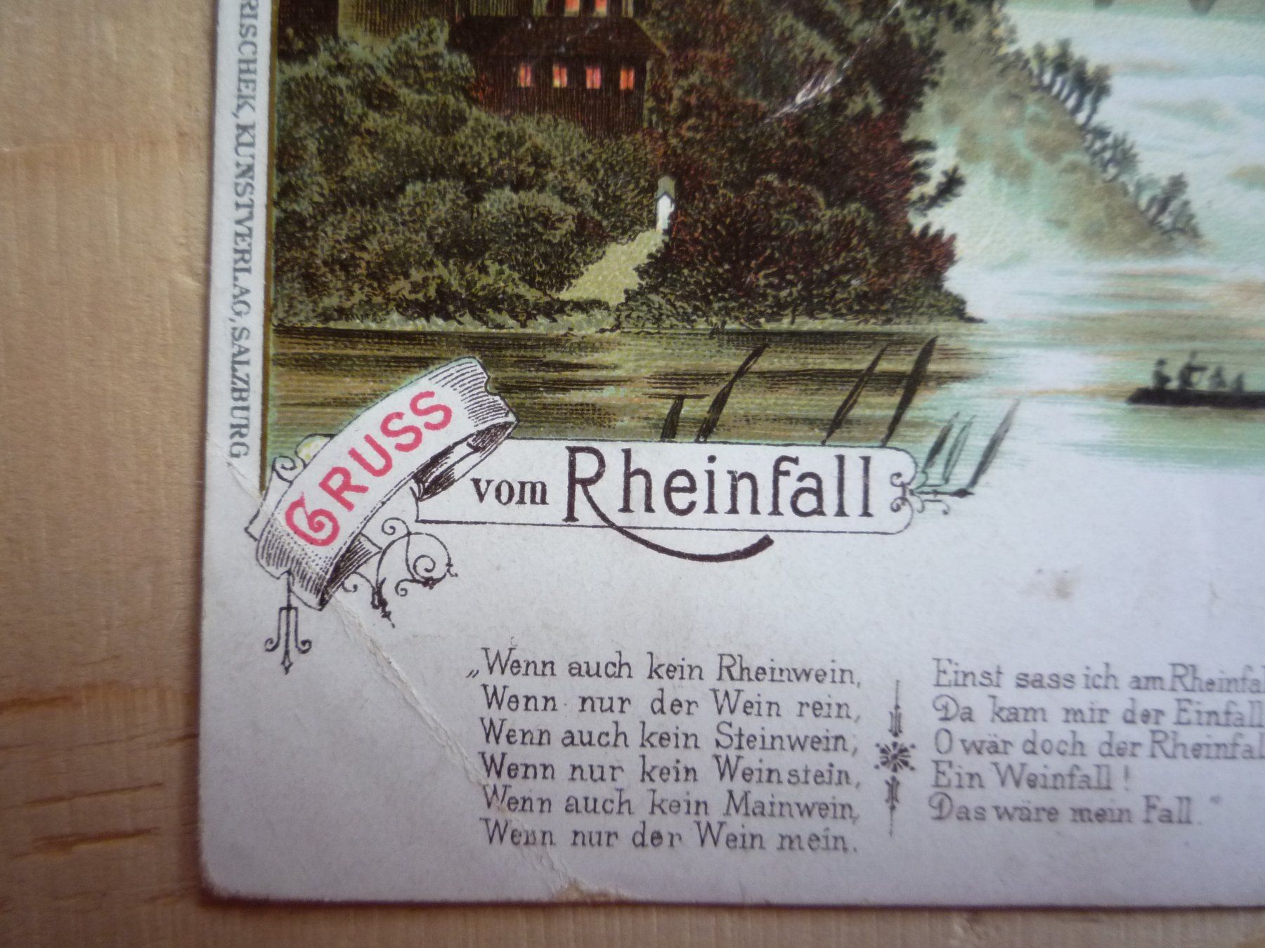 Cartoline postali: Gruss vom Rheinfall, Litho, 18.6.98 – Usato da Rieden SG venduto da Brockehuesli 2