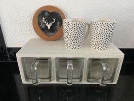 Vintage Küchenschütte mit 3 Glasschubladen