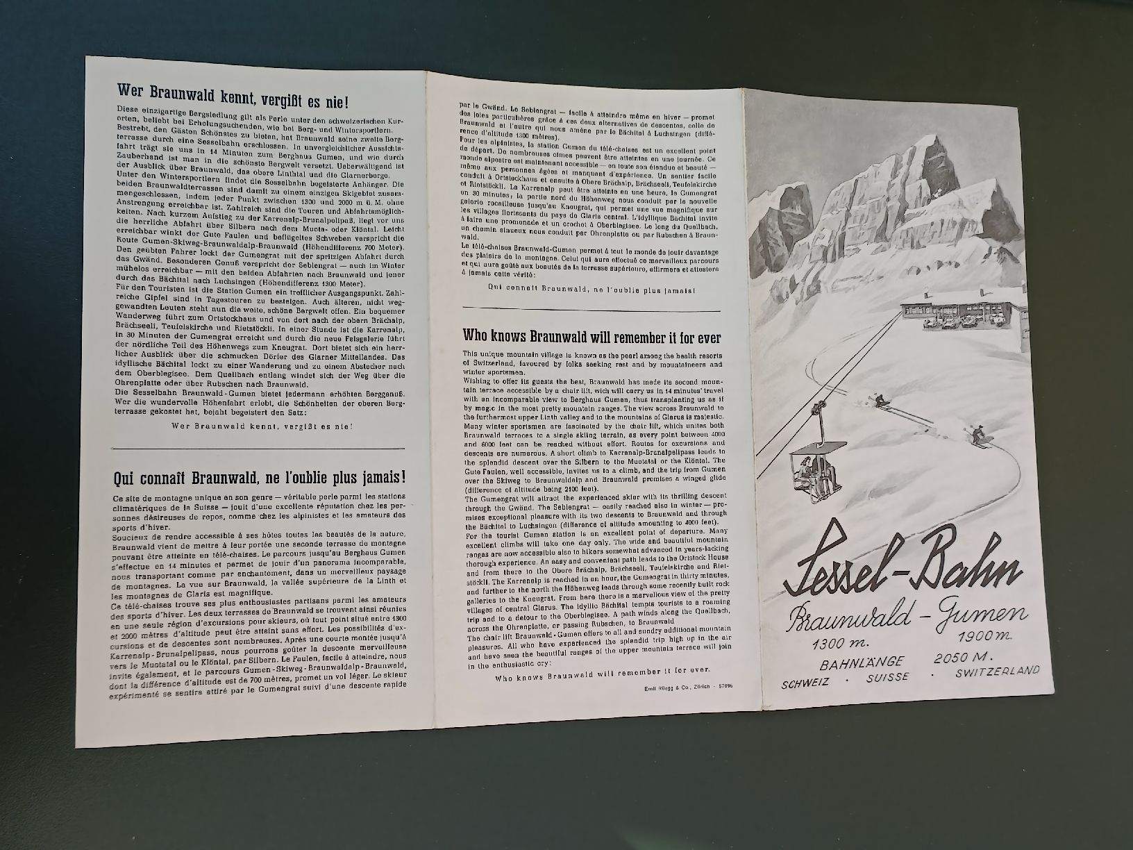 Documenti: Alter Prospekt / Sessel Bahn Braunwald - Gumen ca. 1930 – Usato da Brugg AG venduto da Ente015 2