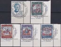 1966, B128-B132 "Pro Patria" mit ET-Vollstempel + Eck-Tabs.