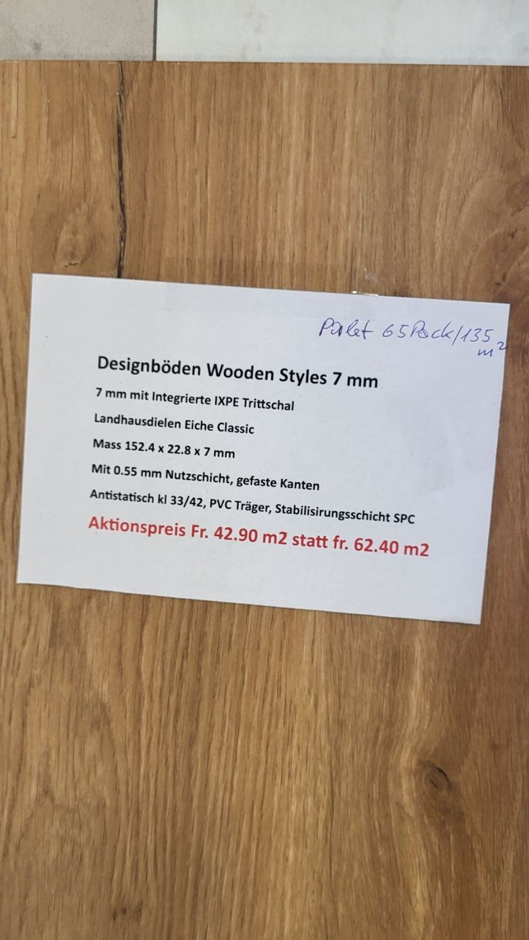 Pareti & Soffitti: Designboden XL Eiche rustikal 7 mm Aktionspreis Fr.42.90 m2 – Nuovo e nell'imballaggio originale da Rothrist venduto da swiss-laminat 2