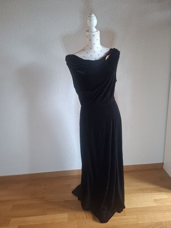 vintage Abendkleid aus Samt mit Brosche guter Zustand