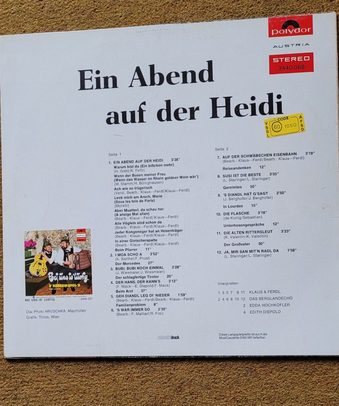 Dischi in vinile: Ein Abend auf der Heidi LP – Usato da SCHÜBELBACH venduto da CoKaHa 1
