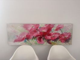 Acrylbild Blumen Motiv 150x50 cm guter Zustand