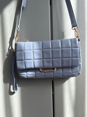 Handtasche Steppoptik hellblau mit Trageriemen
