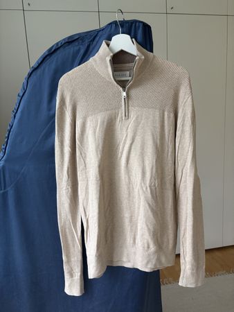 Pier One Quarter Zip Sweater, Beige, Men's Size Large
