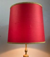 Vintage Tischlampe mit Onyx-/Marmorfuß und Stoffschirm