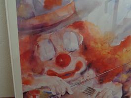 Bild Clown Glas mit Kunststoffrahmen 80x60x2 cm
