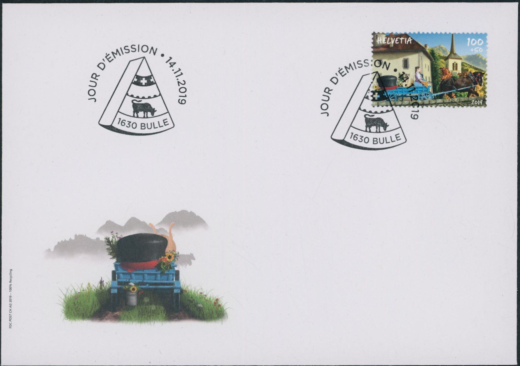 Tutti i francobolli: 2019 - Tag der Briefmarke • Bulle - Ersttagsbrief FDC ET – Usato da Schindellegi venduto da leecollect