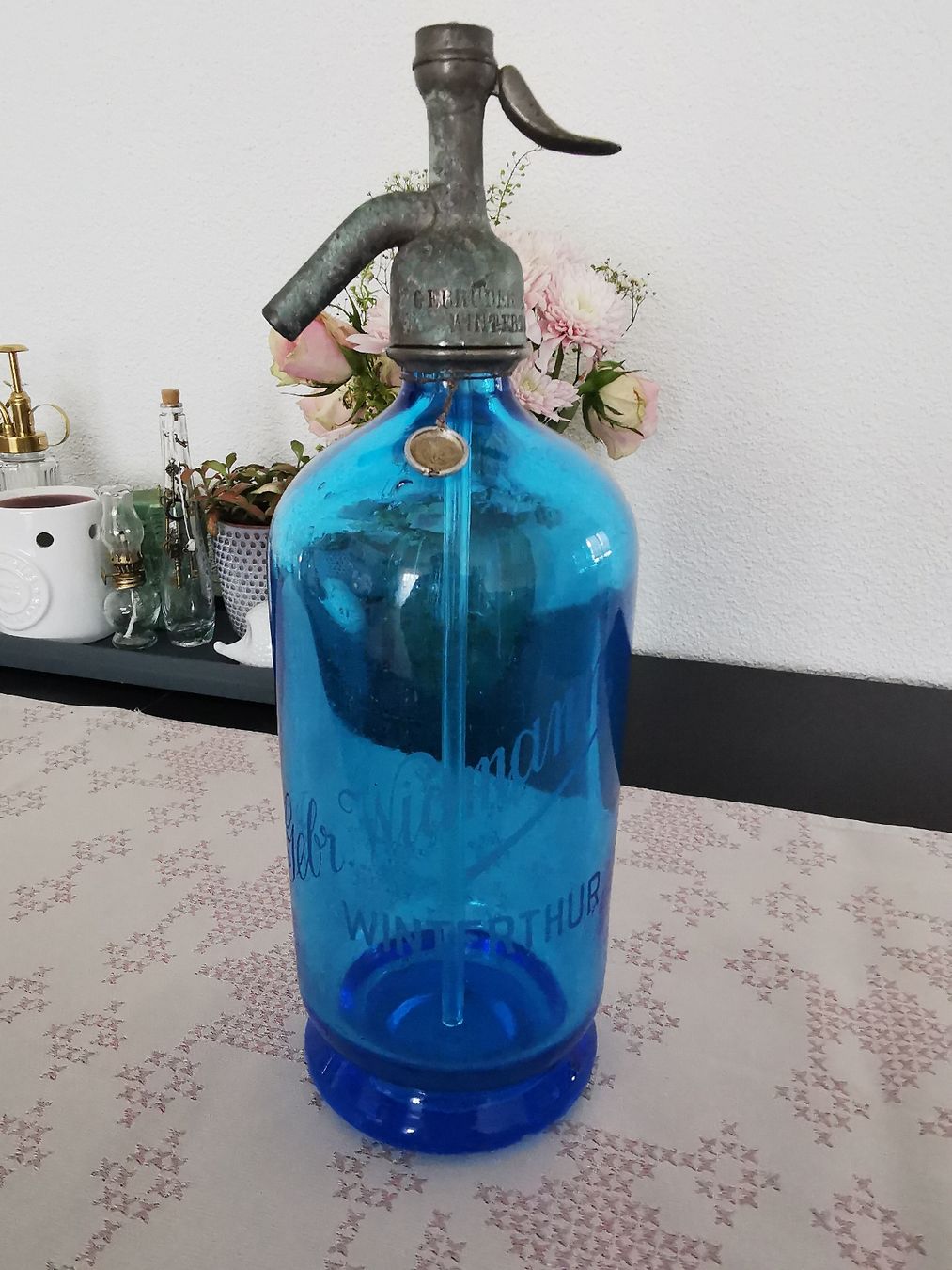 Flaschen: Vintage Siphonflasche Gebr. Widmann Winterthur, Blau – Gebraucht aus Wetzikon ZH von Tothart