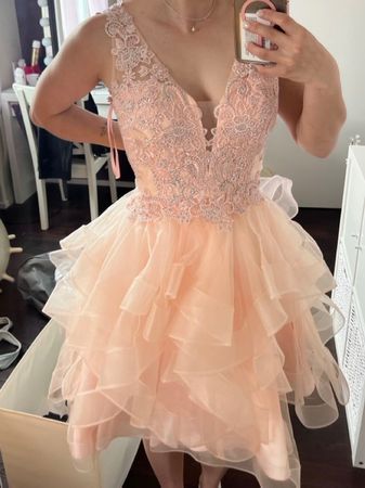 Ballkleid rosa Tüll Spitze kurz Grösse M