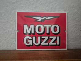 Emailschild Moto Guzzi Motorrad Werkstatt Oil Emaille Schild