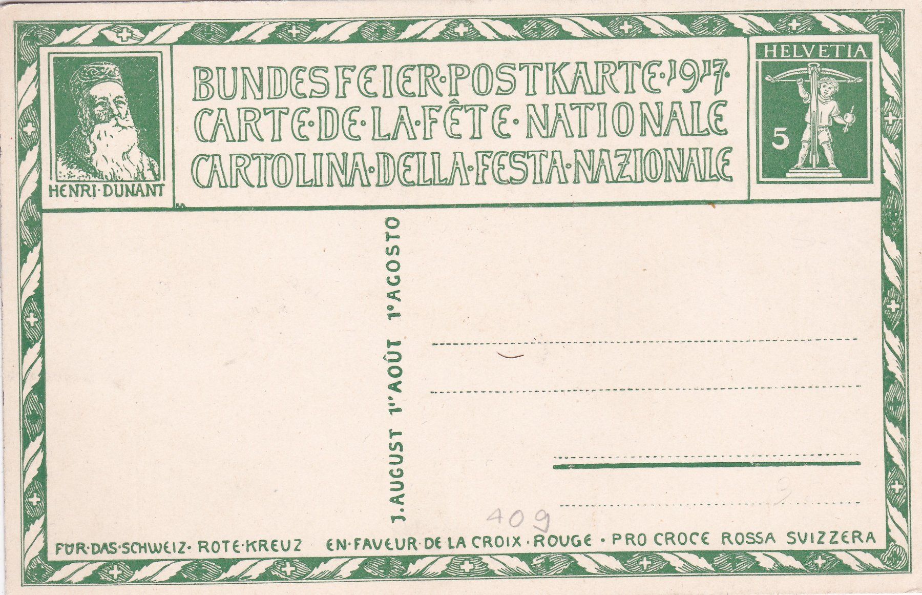 Ansichtskarten: Bundesfeier Postkarte (1917) – Gebraucht aus Herisau von Lisegrat2008 1