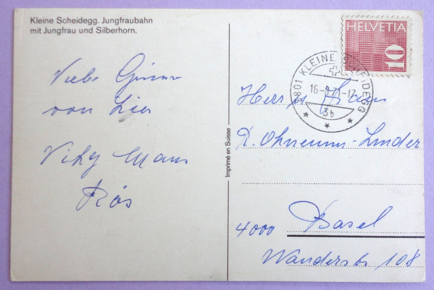 Cartoline postali: Kl. Scheidegg, Jungfraubahn – Usato da Fétigny venduto da Billy2miny 1