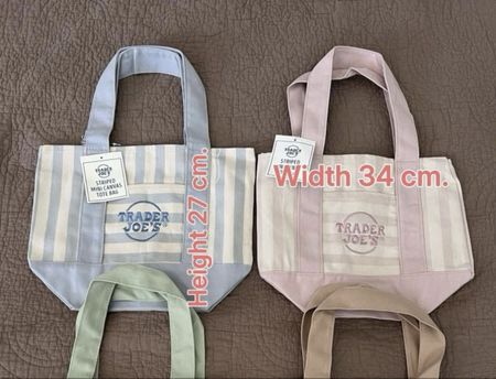 🇺🇸(PINK) Trader Joe's Striped Canvas Tote Bag Blue