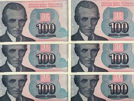 *** Belgrad 1994 - Jugoslawien - 6 x 100 Dinara UNC - Tesla