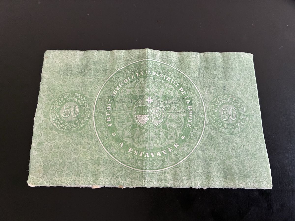 Banconote: 50 Franken 1877 – Usato da Dällikon venduto da Woldbanknoten 2
