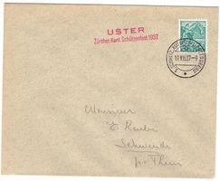 Lettre de Uster BPA A63 pour Schwendi le 19.VII.37