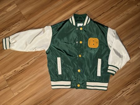 Kinder Collegejacke grün-weiß Gr.104 Übergangsjacke