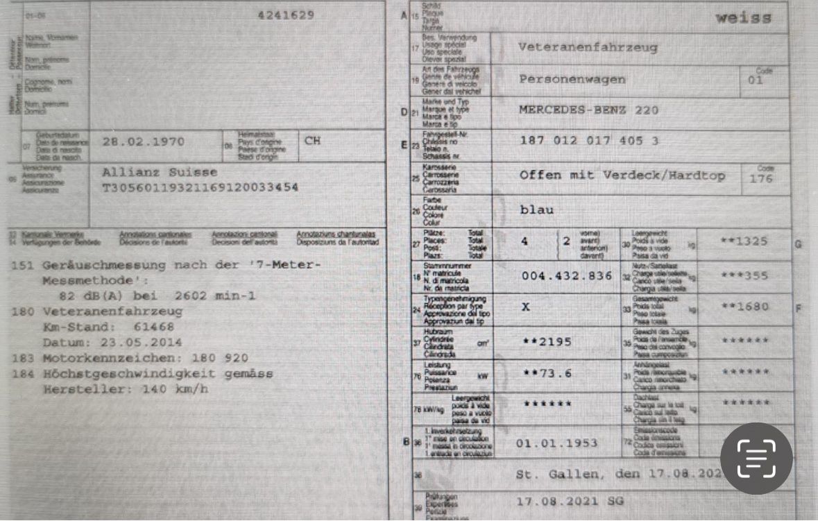 Mercedes-Benz Automobili: Mercedes Benz 220A Oldtimer – Nuovo (secondo la descrizione) da Stäfa venduto da Goldvreneli.07 6