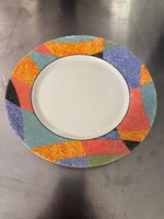 16 Teller mit buntem Rand, 28 cm (Arcopal France)