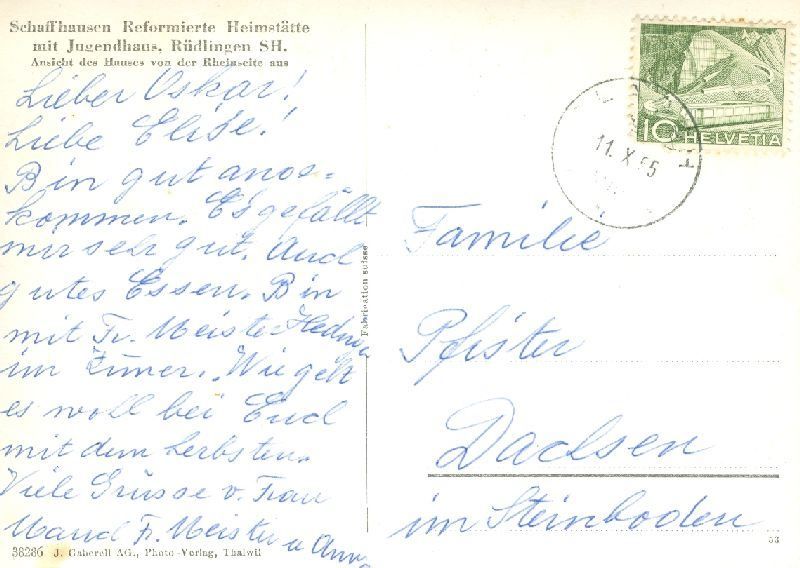 Cartes postales: Schaffhausen - ref. Heimstätte 1955 – D'occasion à Emmenbrücke par teestube 1