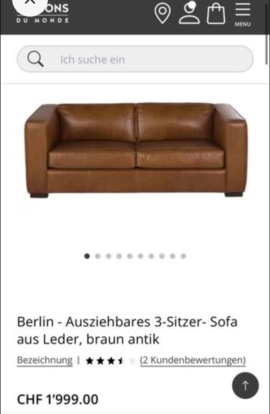 Maisons du monde Divani: Echtes Ledersofa im Clubstyle – Usato da Richterswil venduto da santacecilia 1