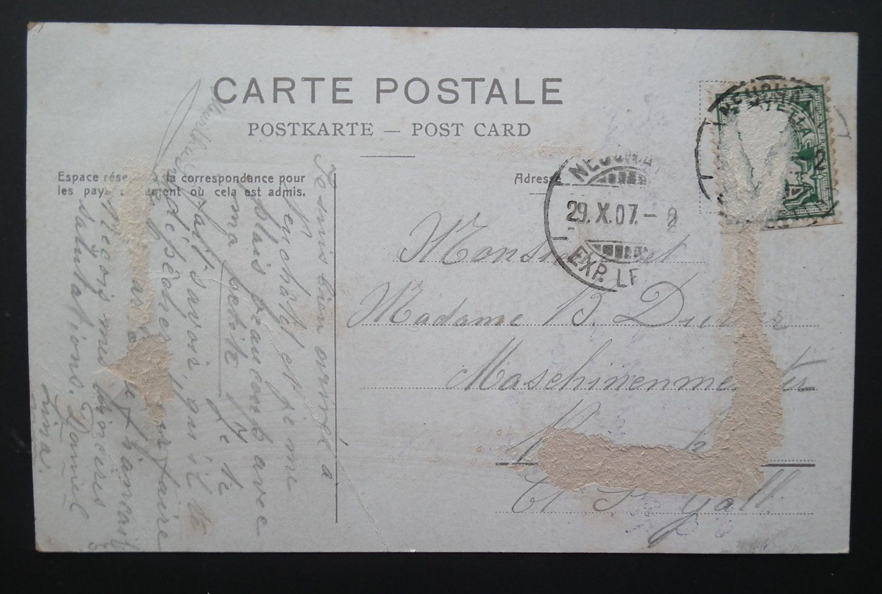 Cartoline postali: Neuchâtel 1907  vom See   Fehlerhafte Rückseite – Usato da Kriens venduto da WULLU99 1