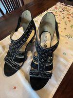 Sandalen schwarz mit Glitzerbesatz Weite H, Grösse 41 neu