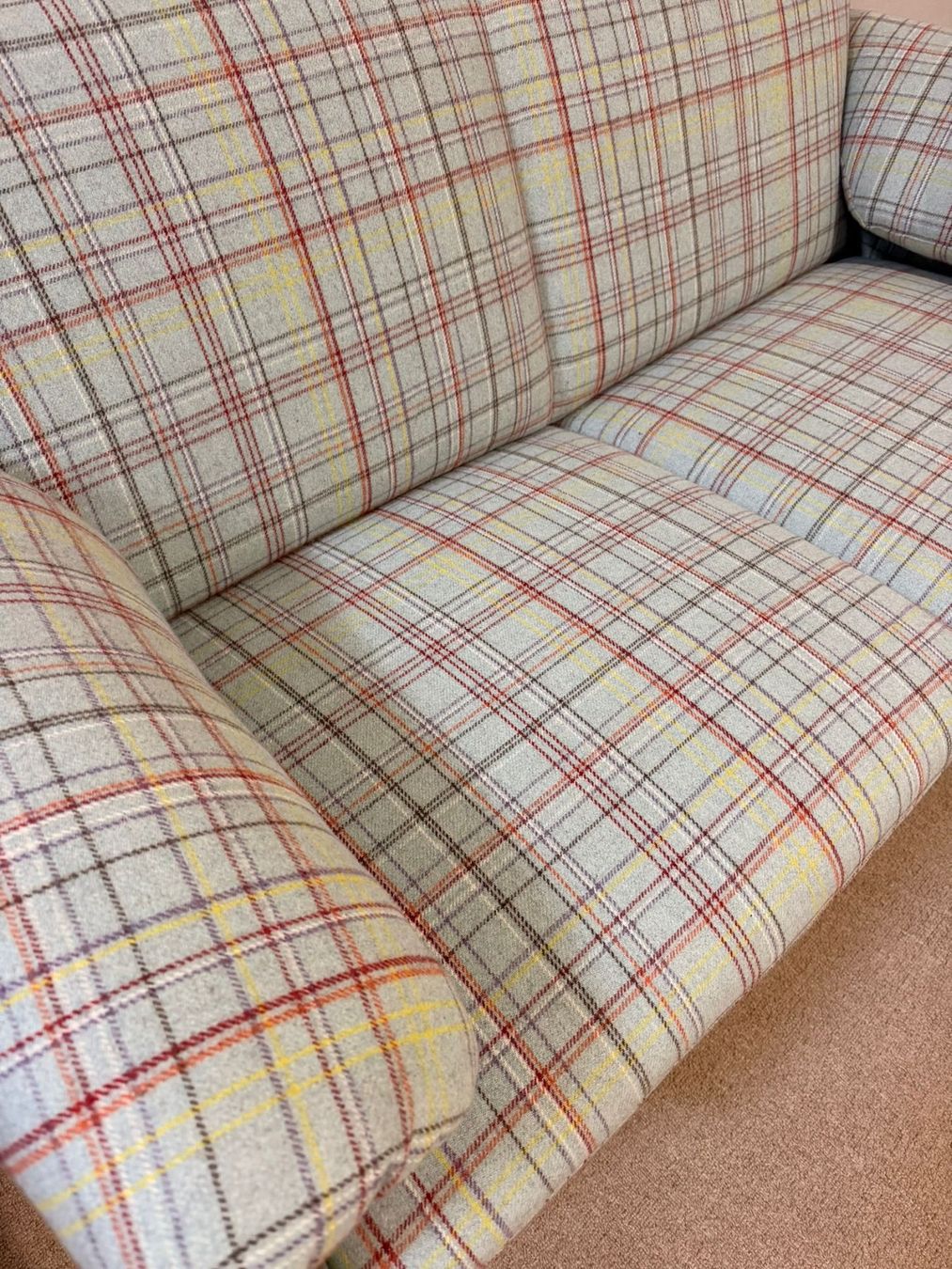 Leolux Divani: Leolux Bora Bora Sofa 2-sitzer im Karomuster in hellblau – Usato da Rickenbach ZH venduto da Insider-Boerse 1
