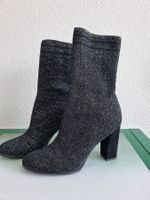 Stiefelette Gr. 37 Elastischer Stoff schwarz-silber