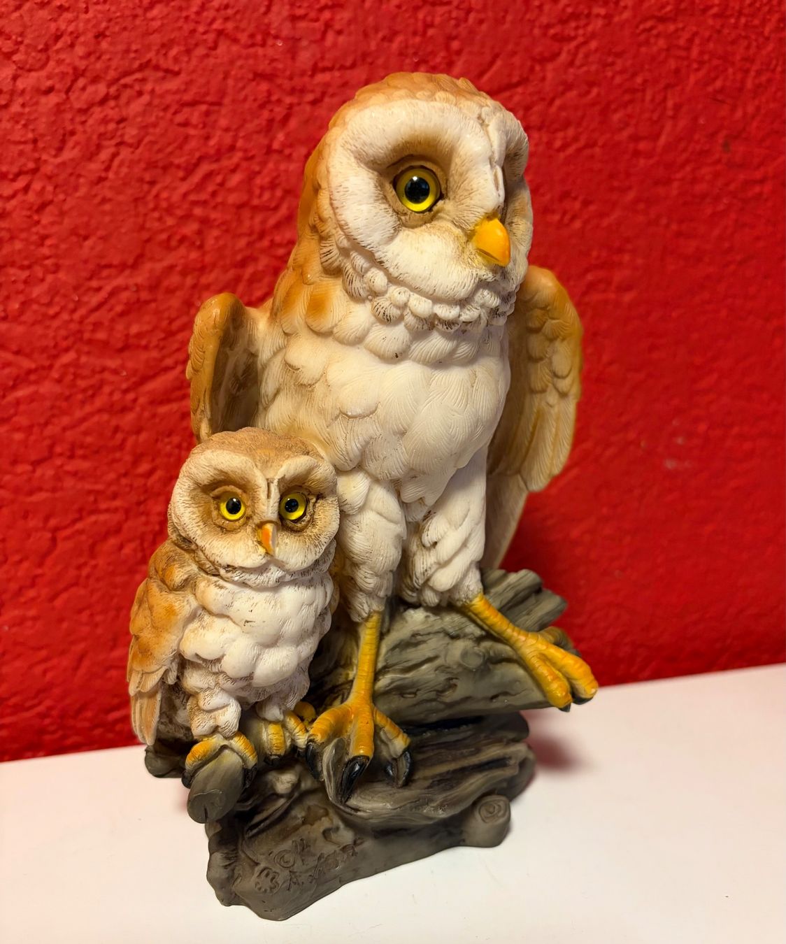 Statuette: Eulen-Figur aus Kunstharz , Mutter mit Baby – Nuovo e nell'imballaggio originale da Zäziwil venduto da Emlea 1