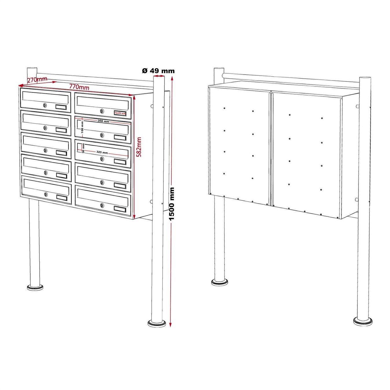 Sonstiges für Haushalt & Wohnen: WilTec 10er Briefkastenanlage 2x5 grau – Neu und originalverpackt aus Bottighofen von zaap 4