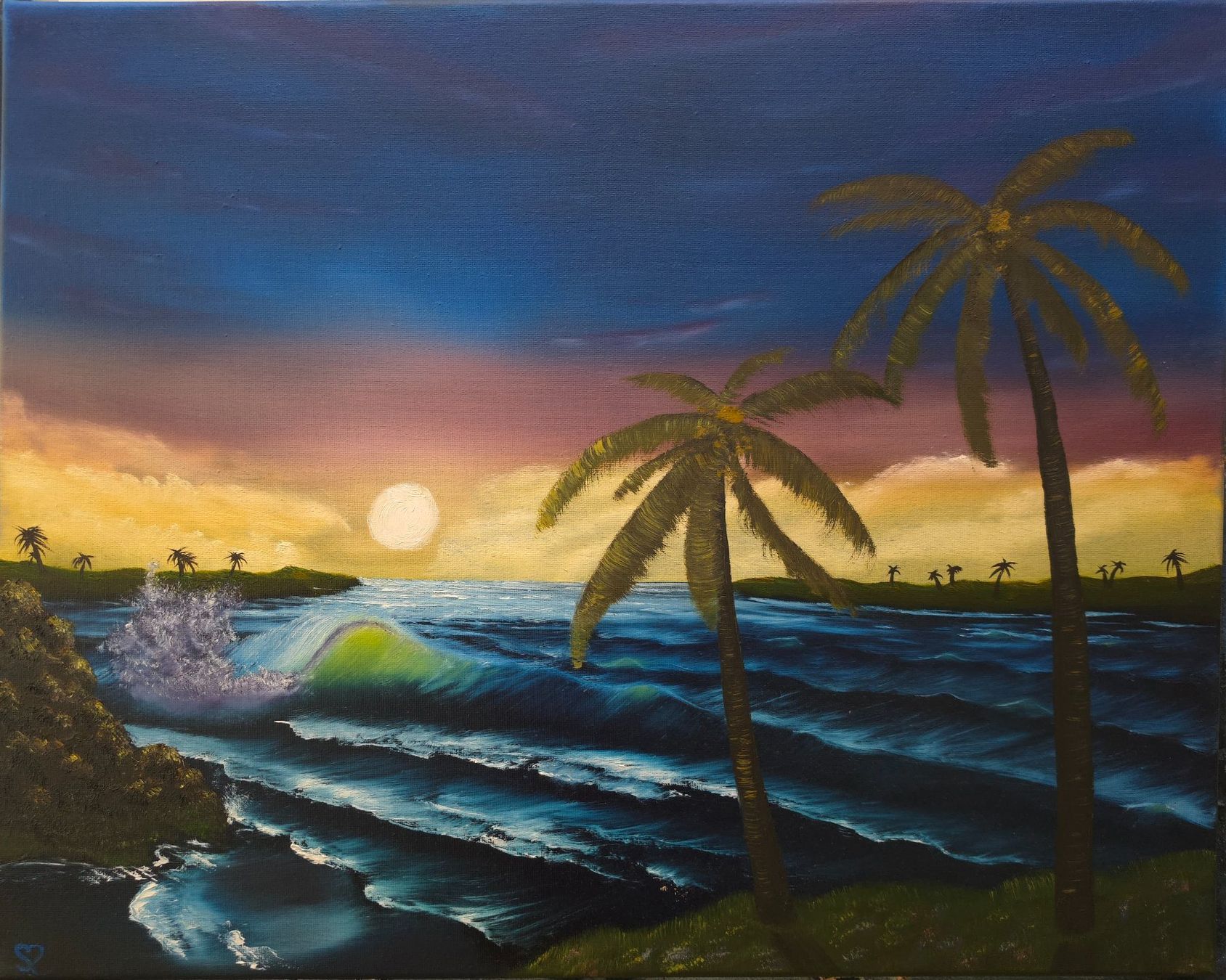 Dipinti: Ölgemälde auf Leinwand Meer mit Palmen 40cmx50cm Querformat – Nuovo (secondo la descrizione) da Adliswil venduto da SibylleSpycherArt
