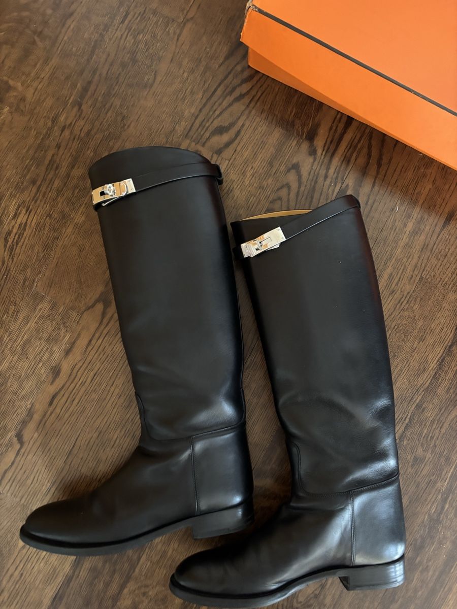 Hermès Chaussures femmes: Hermès Black Riding Leather Boots - Size 38.5 - Classic – D'occasion à Geneve par wer_7s7p 4