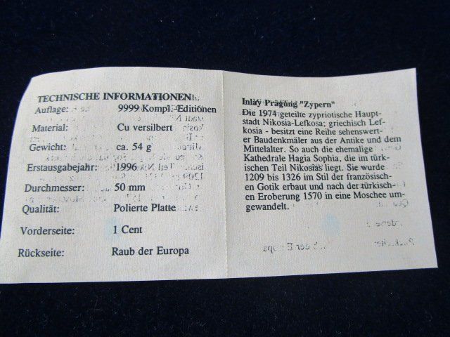 Medaglie: Geld Europa - Zypern - 50 mm PP versilb. – Nuovo e nell'imballaggio originale da Luzern venduto da Horoskop1 3