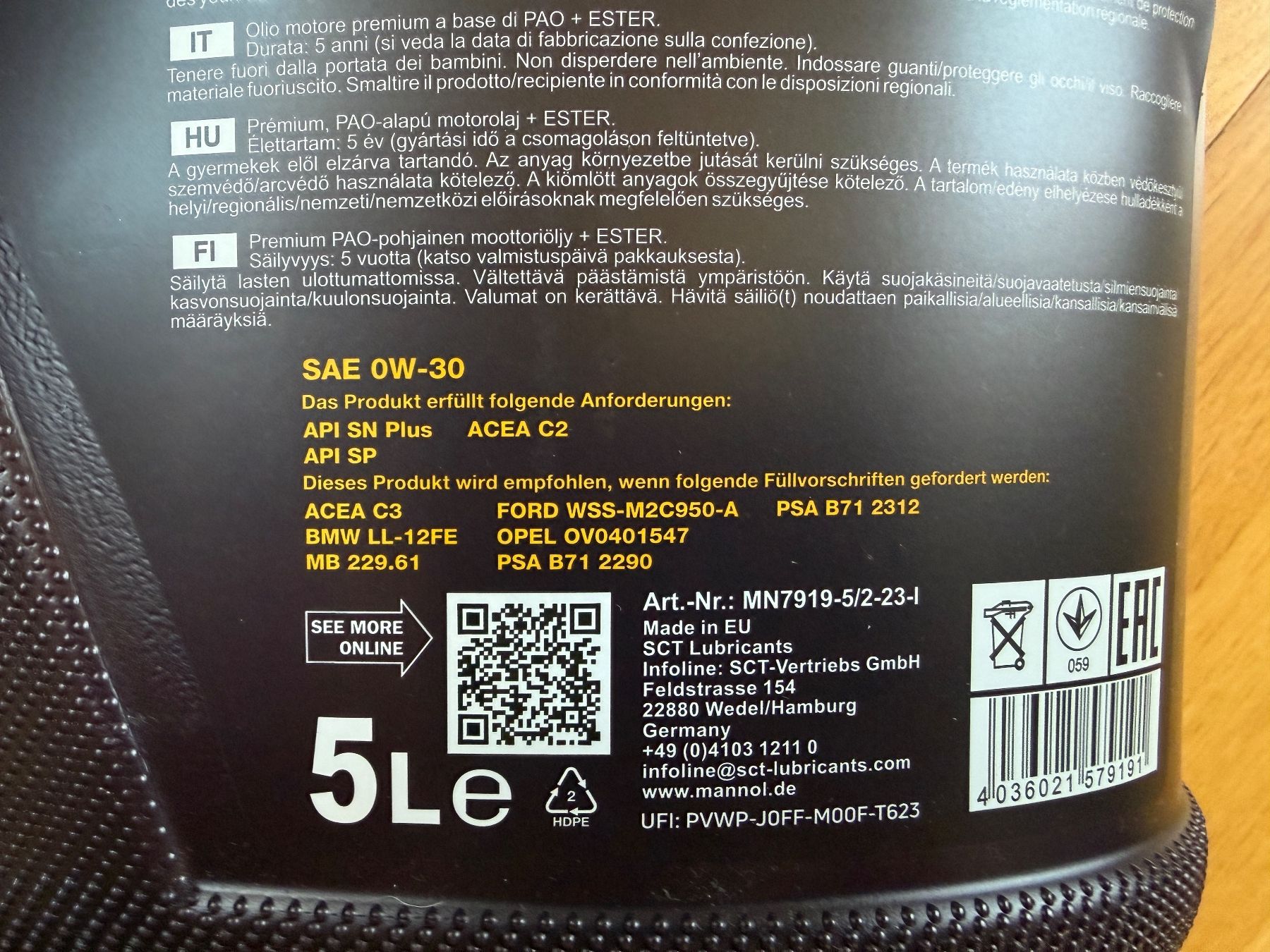 Mannol Oli & Additivi: Motoröl 0W30 - Ledgend extra 7919 – Nuovo e nell'imballaggio originale da Chur venduto da kat_fc9n 2