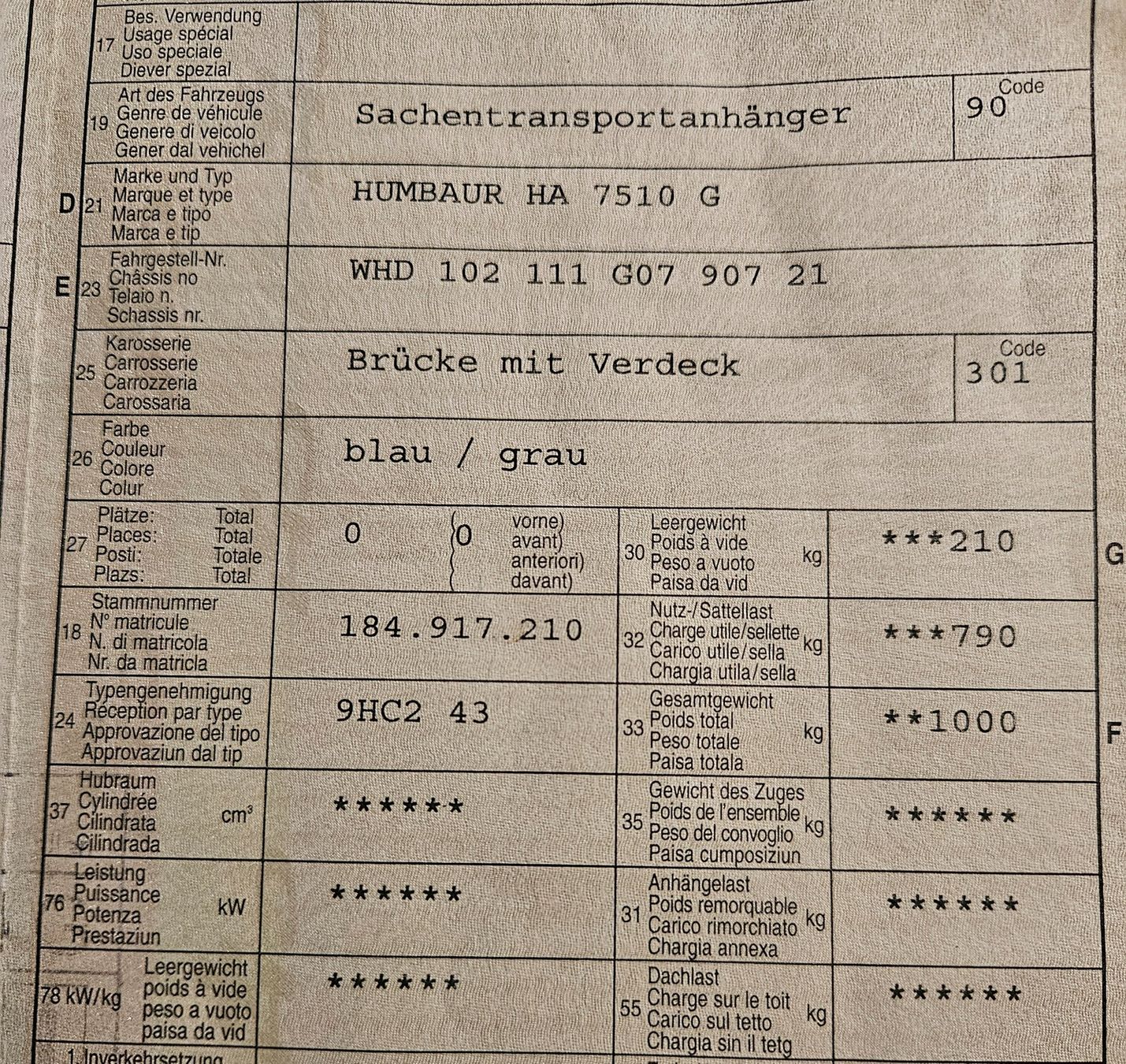 Humbaur Rimorchi: Humbaur HA 7510 G – Usato da Gommiswald venduto da LetztesGebotFix 2