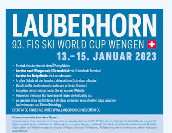 Lauberhorn Tribune Ticket: Ski World Cup 14.01.2023 | Kaufen Auf Ricardo