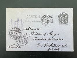 Postkarte 1890 Nizza  mit Firmenstempel     (G177)